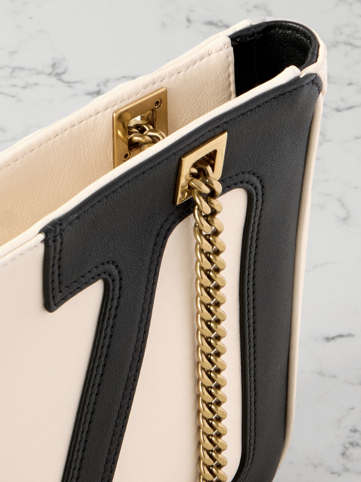 Shop Valentino Viva Superstar Small Two-tone Leather Shoulder Bag In Off-white
