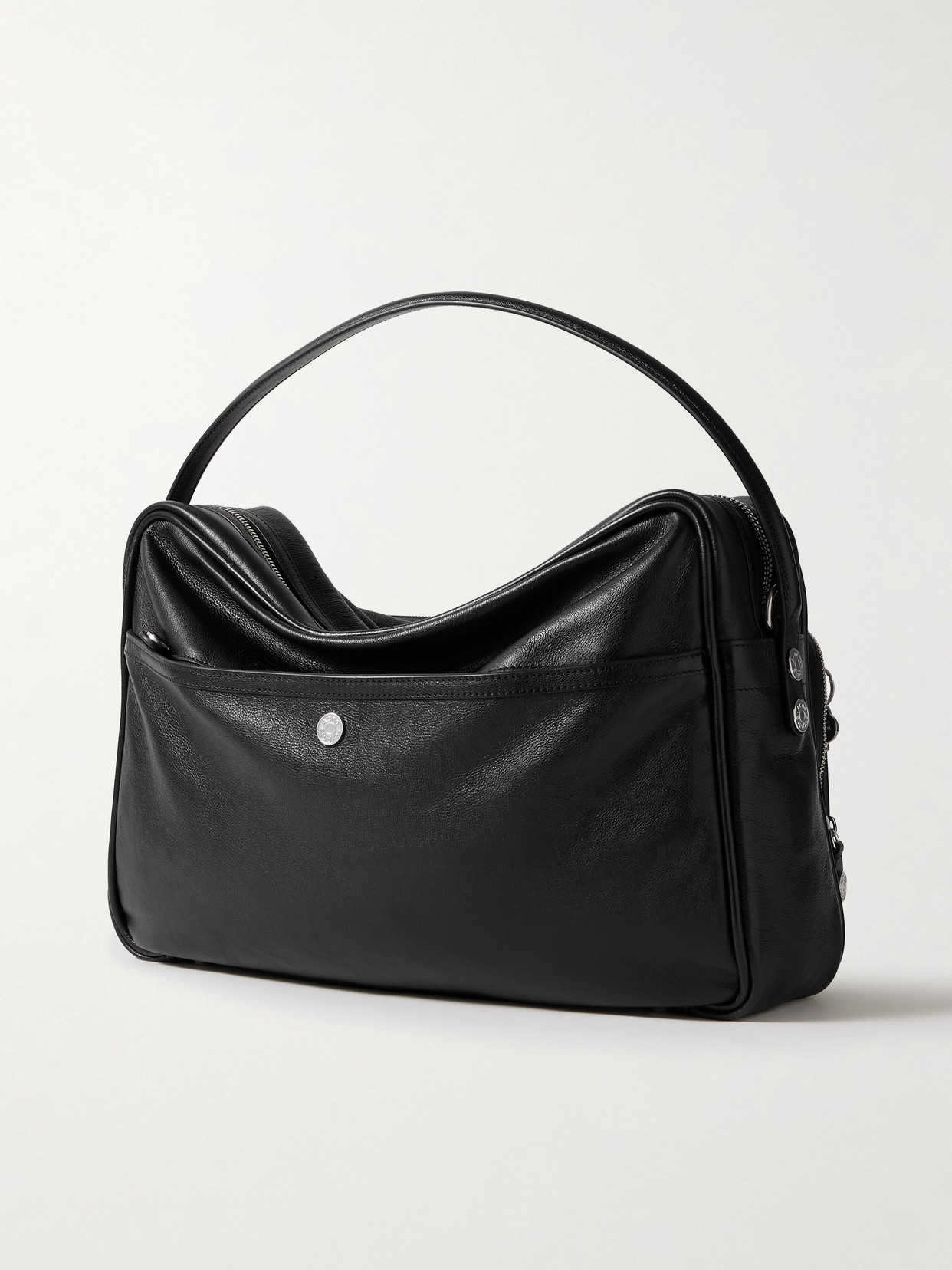 Acne Studios Medium Embellished Textured-leather Tote In Black