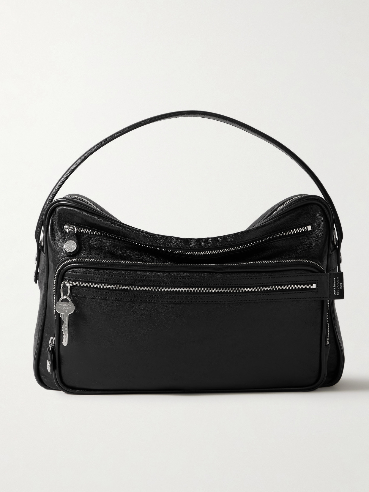 Acne Studios Medium Embellished Textured-leather Tote In Black