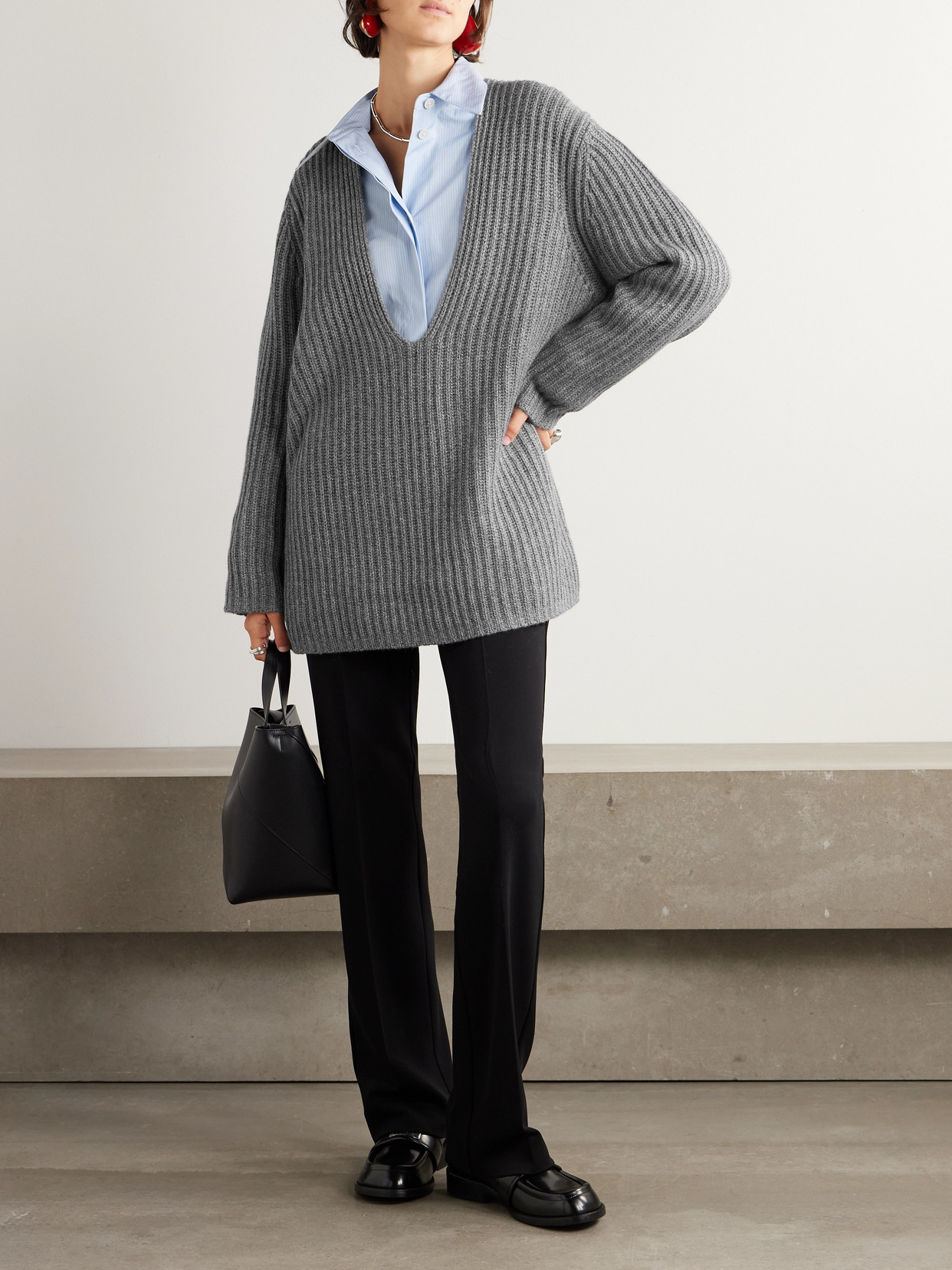 Leset Emma Ribbed-knit Sweater In Gray