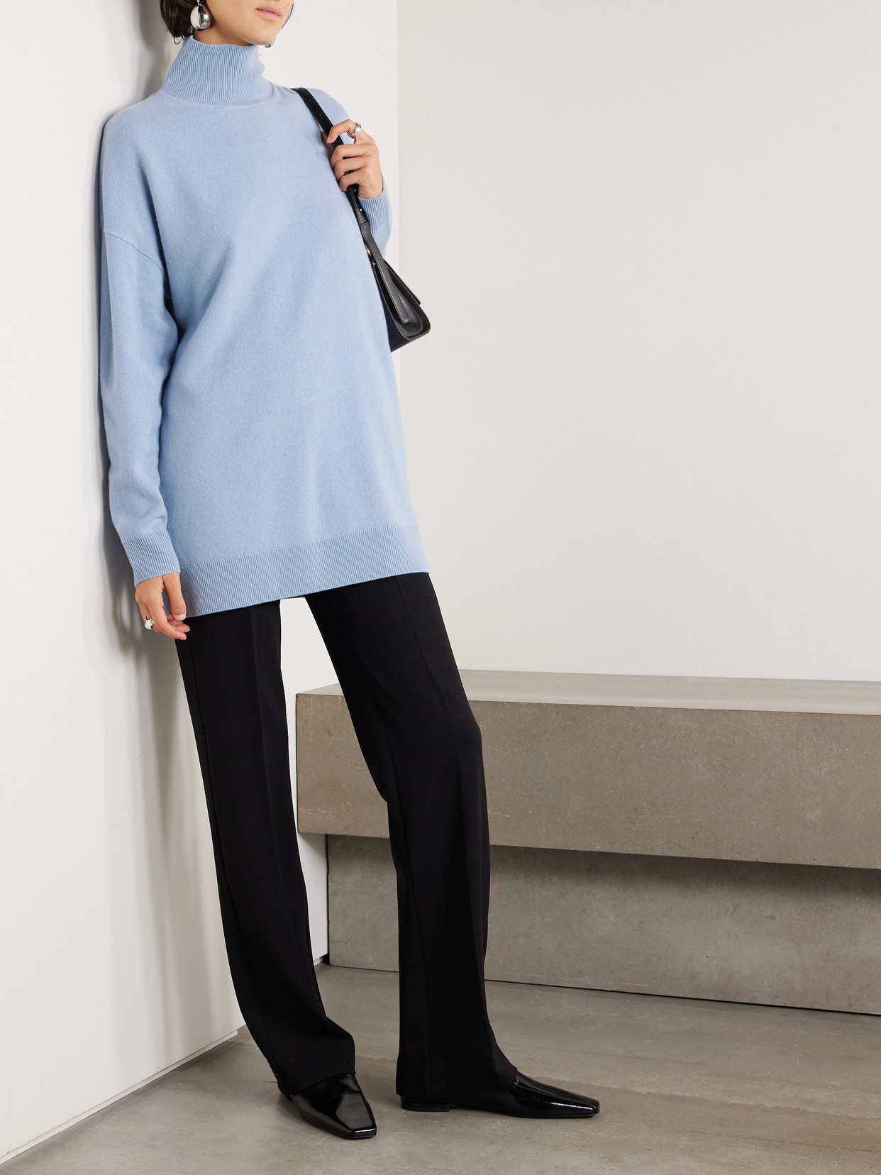 Leset Zoe Knitted Turtleneck Sweater In Blue