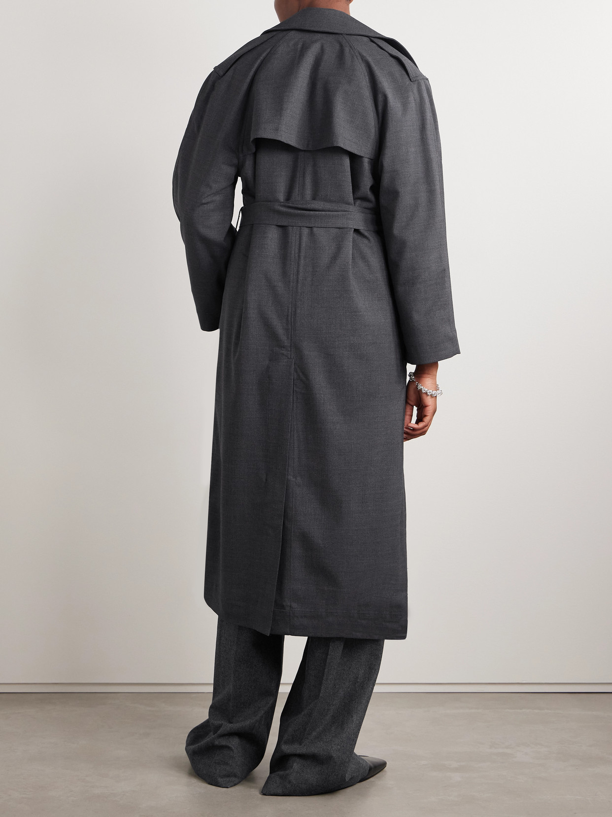 Leset Jane Belted Double-breasted Wool-blend Trench Coat In Gray