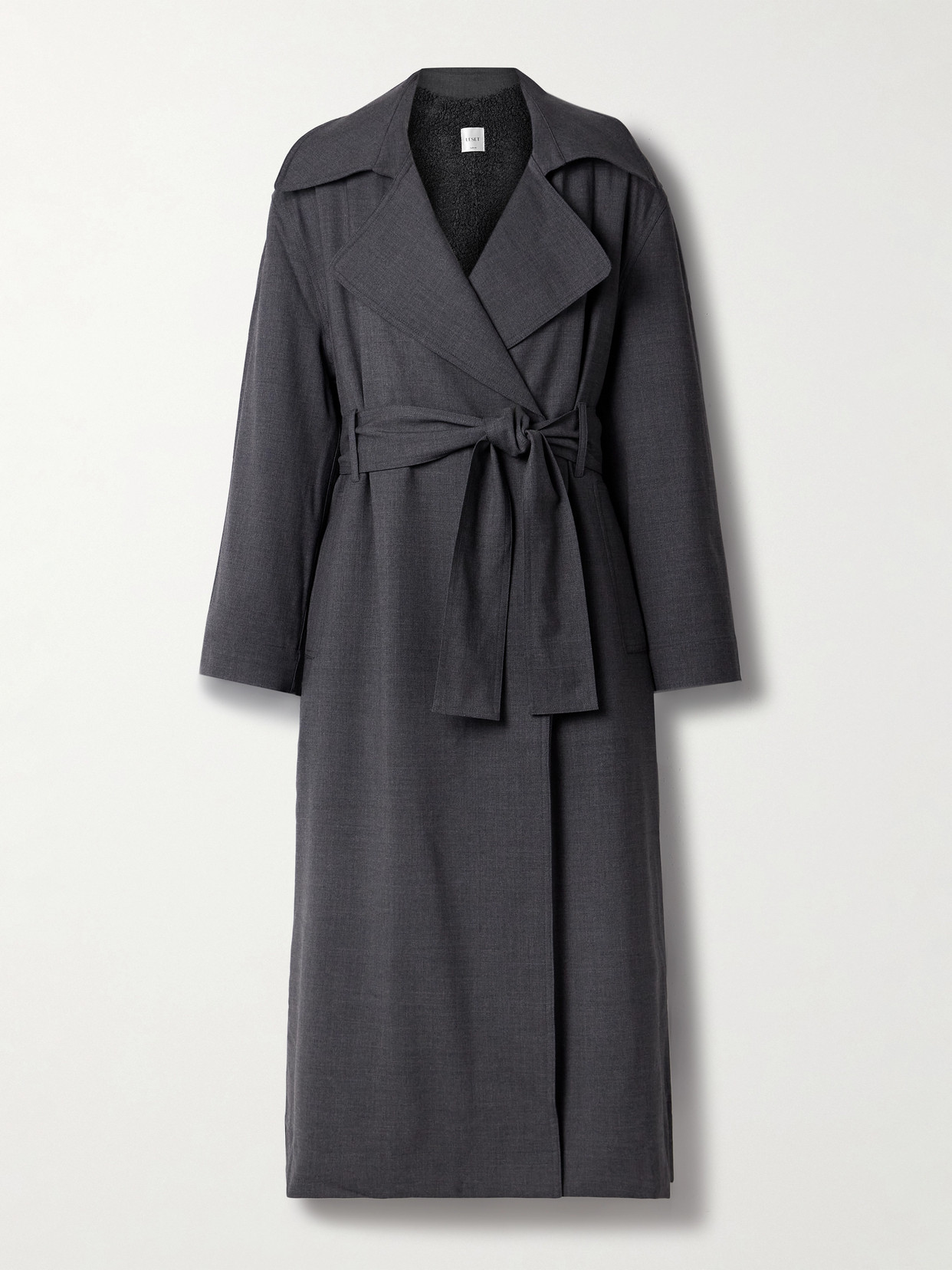Leset Jane Belted Double-breasted Wool-blend Trench Coat In Gray