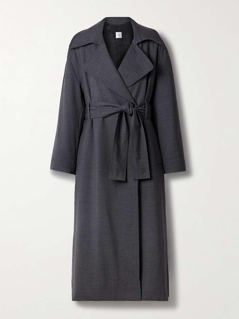 LESET Jane Belted Double-breasted Wool-blend Trench Coat