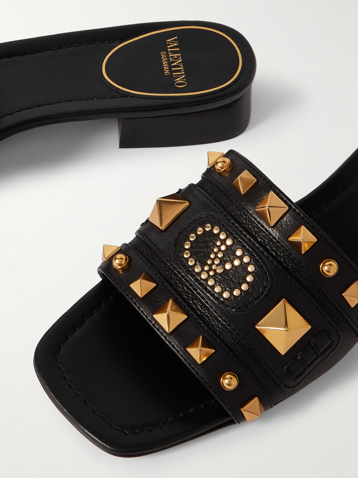 Valentino Garavani Woman Sandals Black Size 7.5 Leather In Black