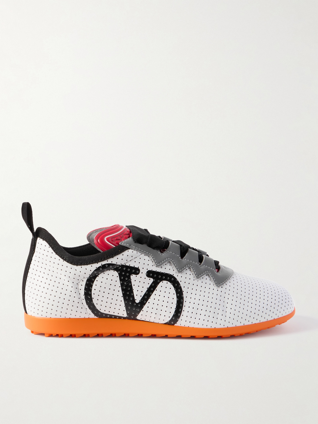 Valentino Chromathon Low-top Sneakers In Perforated Leather In White