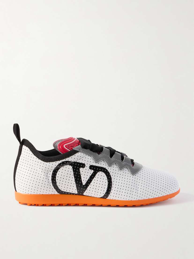 Valentino Garavani Chromathon Printed Perforated Leather Sneakers