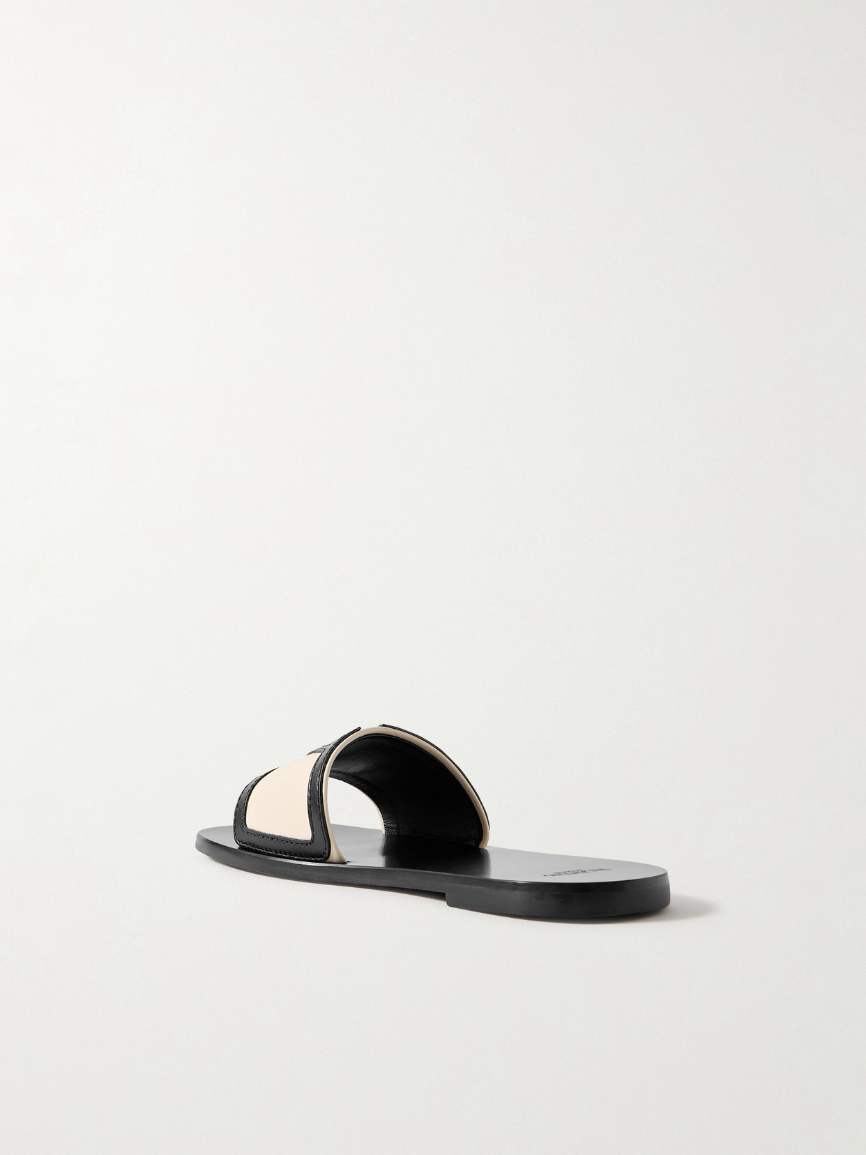 Shop Valentino Viva Superstar Appliquéd Two-tone Leather Slides In Cream