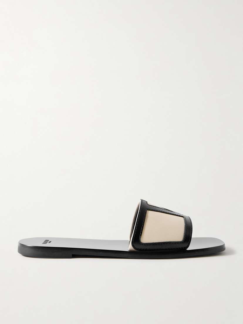 Valentino Garavani Viva Superstar Appliquéd Two-tone Leather Slides