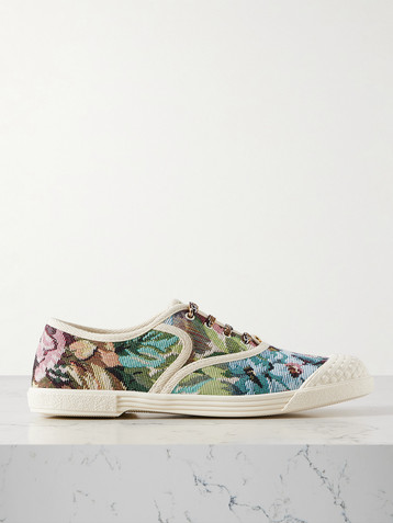 Valentino Garavani Bay by Bay rubber-trimmed metallic jacquard sneakers