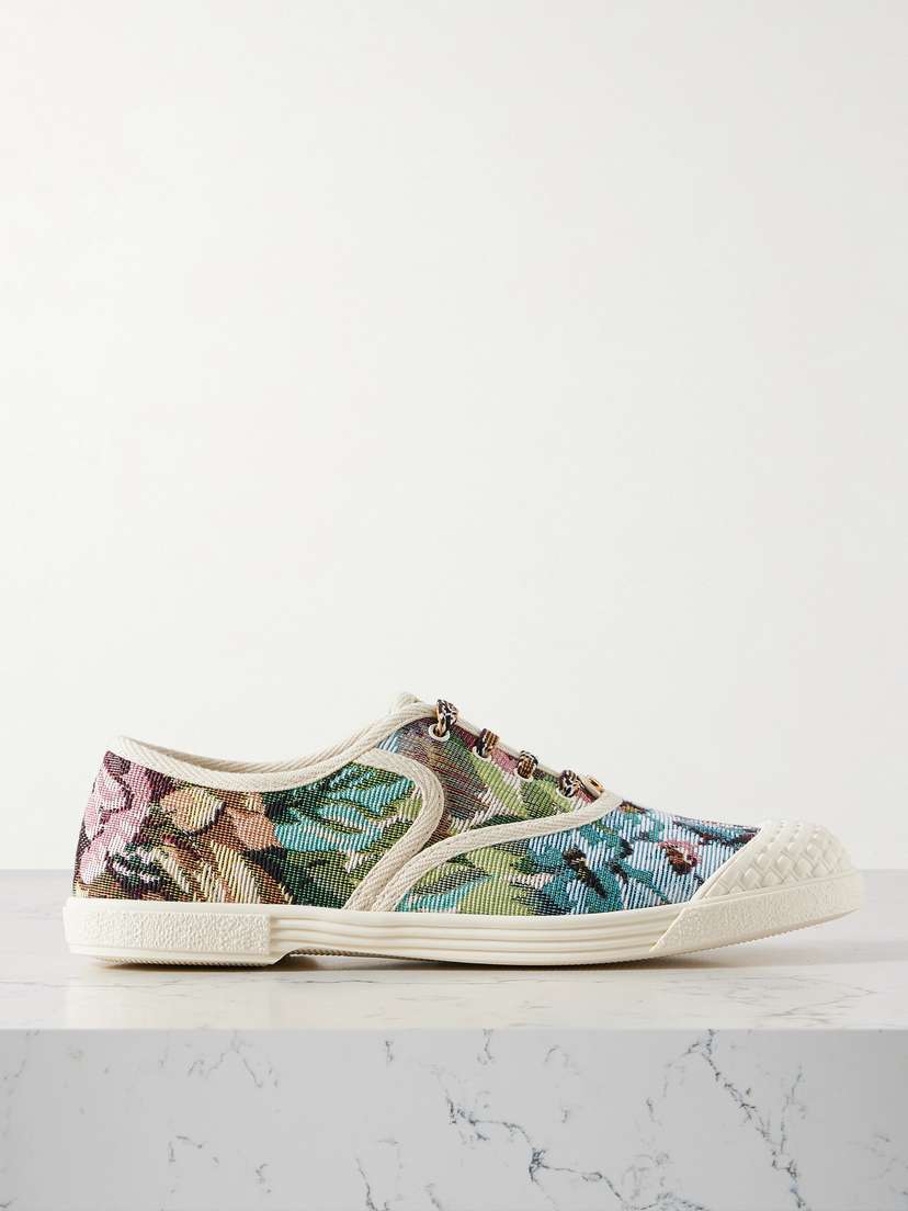Valentino Garavani Bay By Bay Rubber-trimmed Metallic Jacquard Sneakers