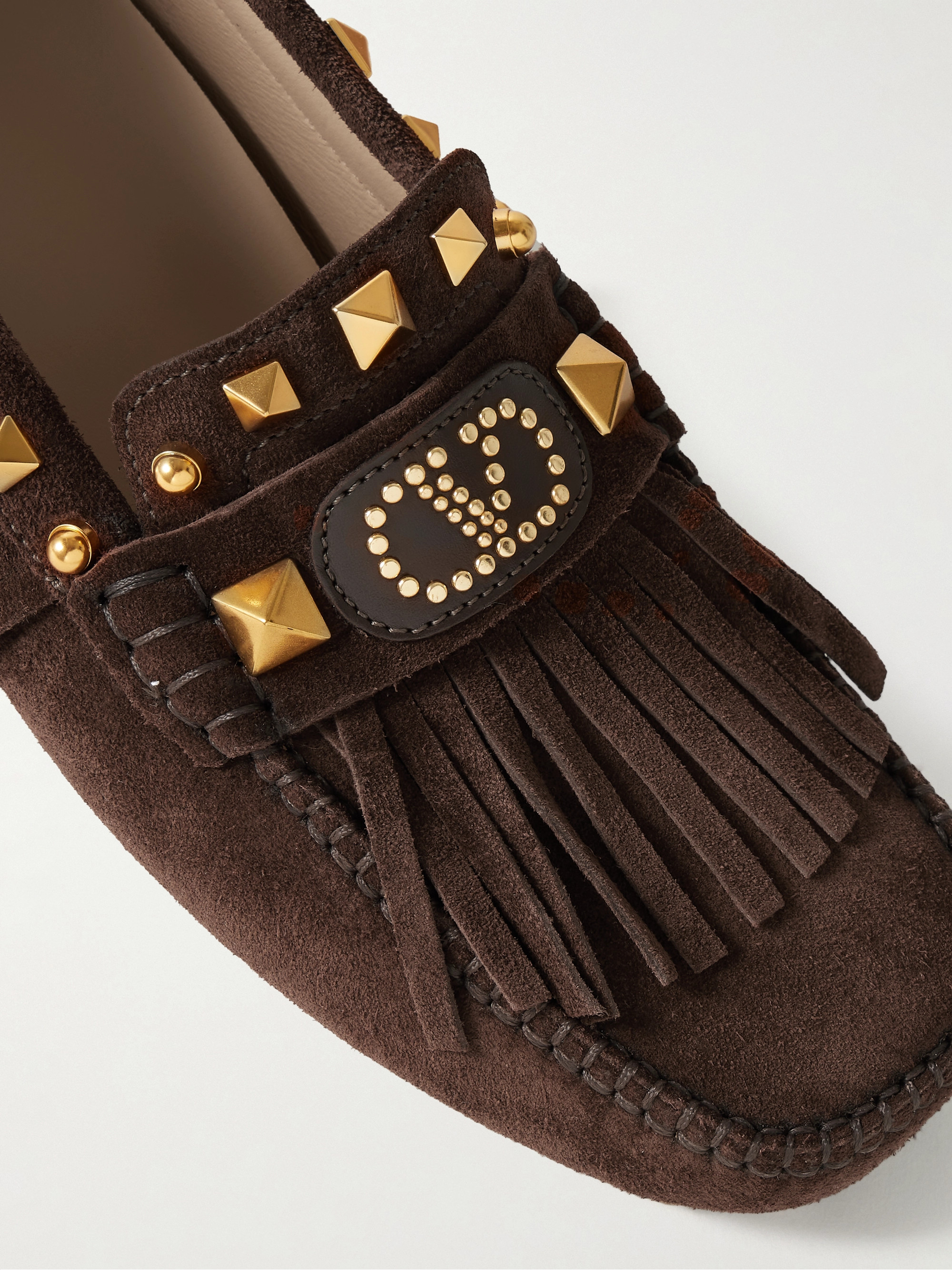 Valentino Garavani - Plaster Caster fringed studded suede loafers
