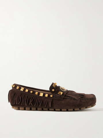 Valentino Garavani - Plaster Caster fringed studded suede loafers