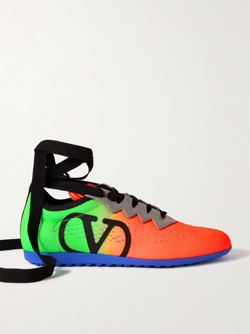 Valentino Garavani Chromathon Printed Perforated Leather Sneakers