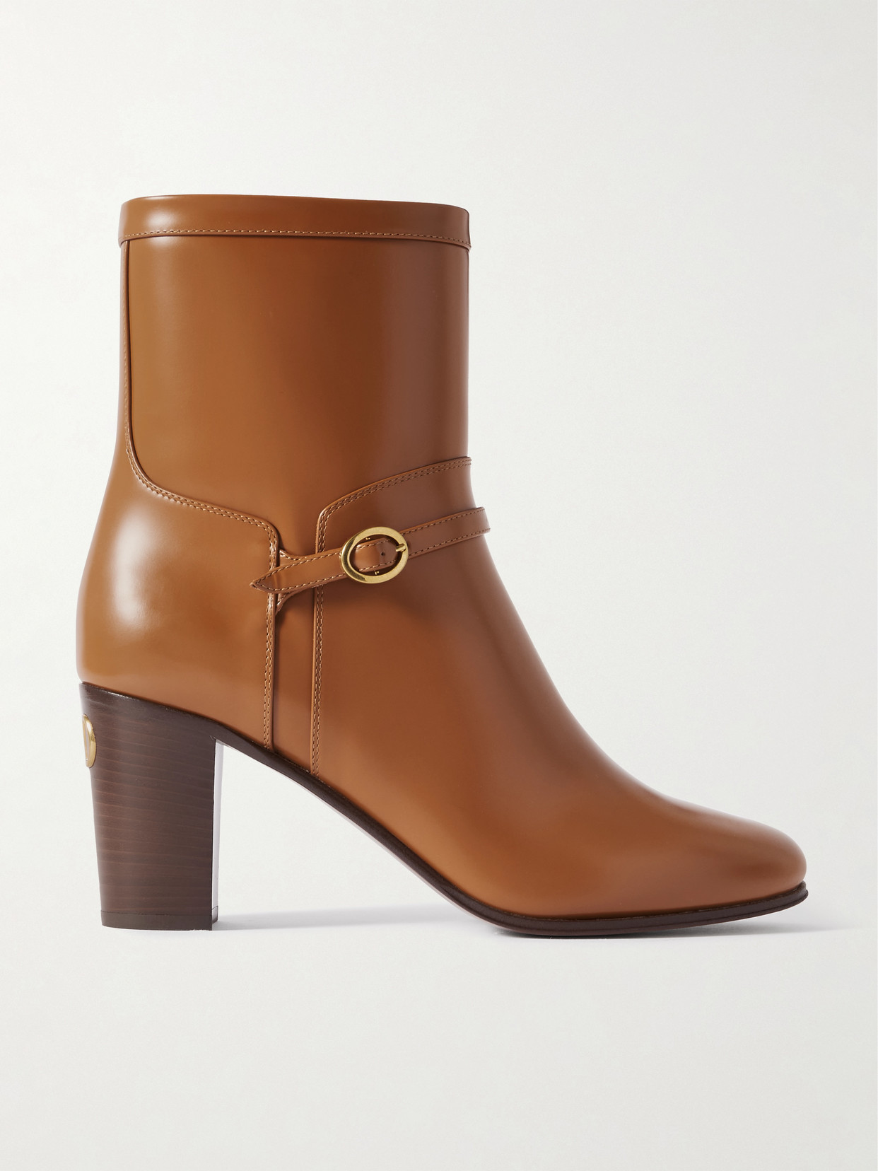 Valentino Garavani 80 Leather Ankle Boots In Brown