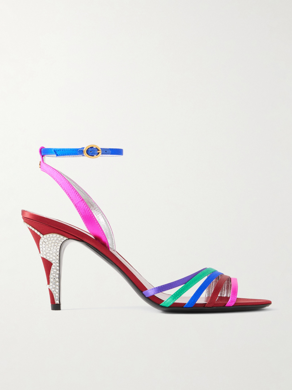 VALENTINO GARAVANI LADYCRUSH 85 CRYSTAL-EMBELLISHED SATIN SANDALS