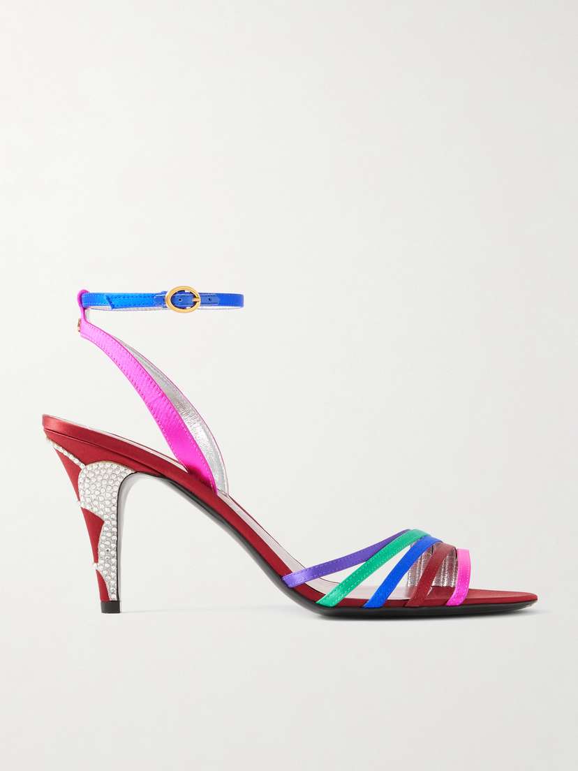 Valentino Garavani — Ladycrush 85 crystal-embellished satin sandals