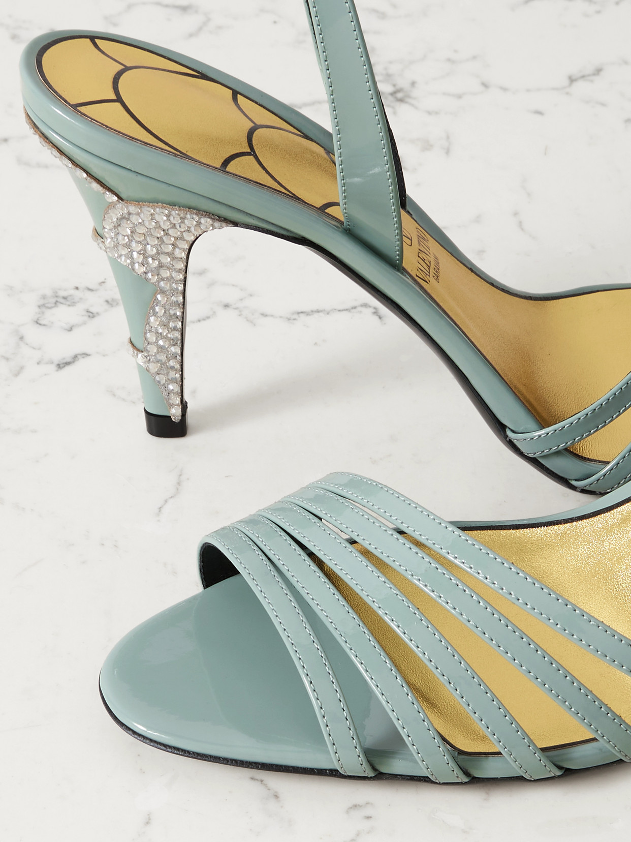 Valentino Ladycrush Leather Ankle-strap Sandals In Green