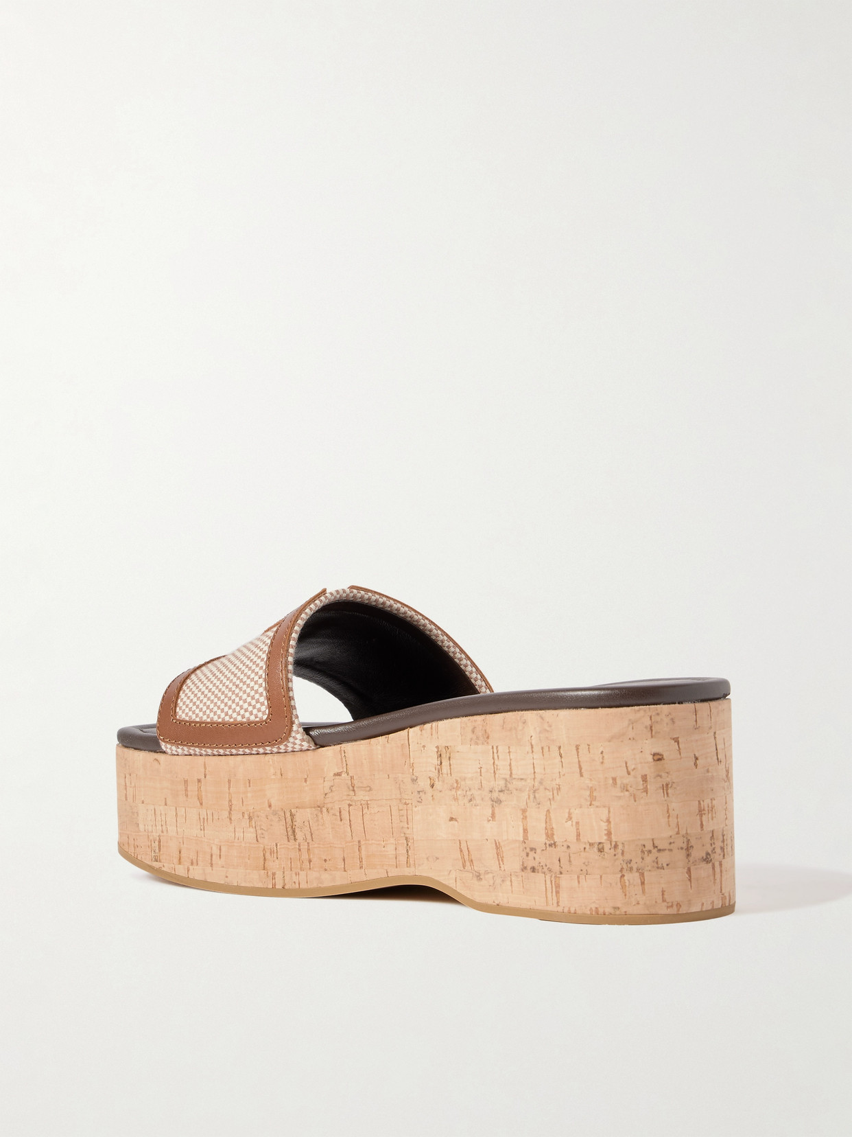 Valentino Viva Superstar Leather-trimmed Canvas Platform Slides In Neutrals