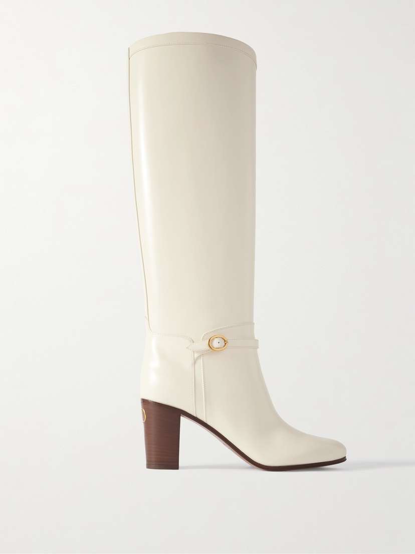 Valentino Garavani Pattie 75 Buckle-embellished Leather Boots
