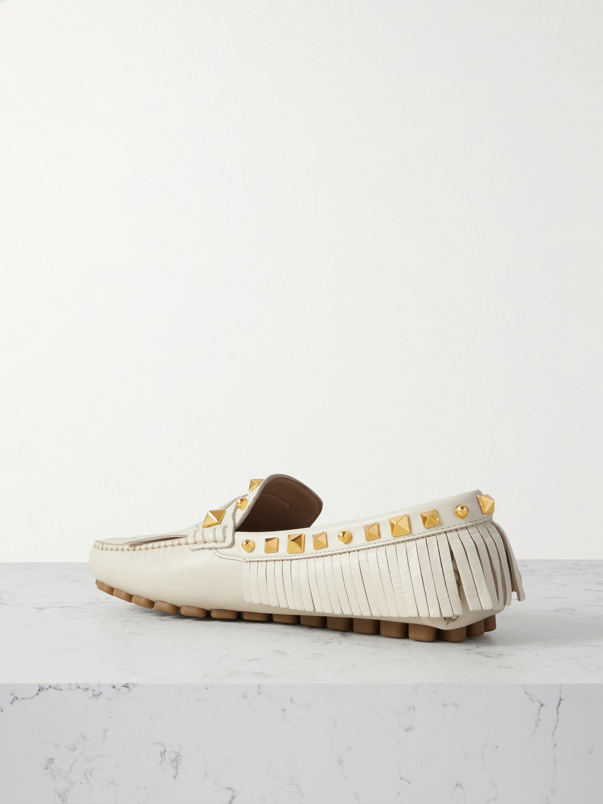 Valentino Plaster Caster Driver Loafers In Ivory