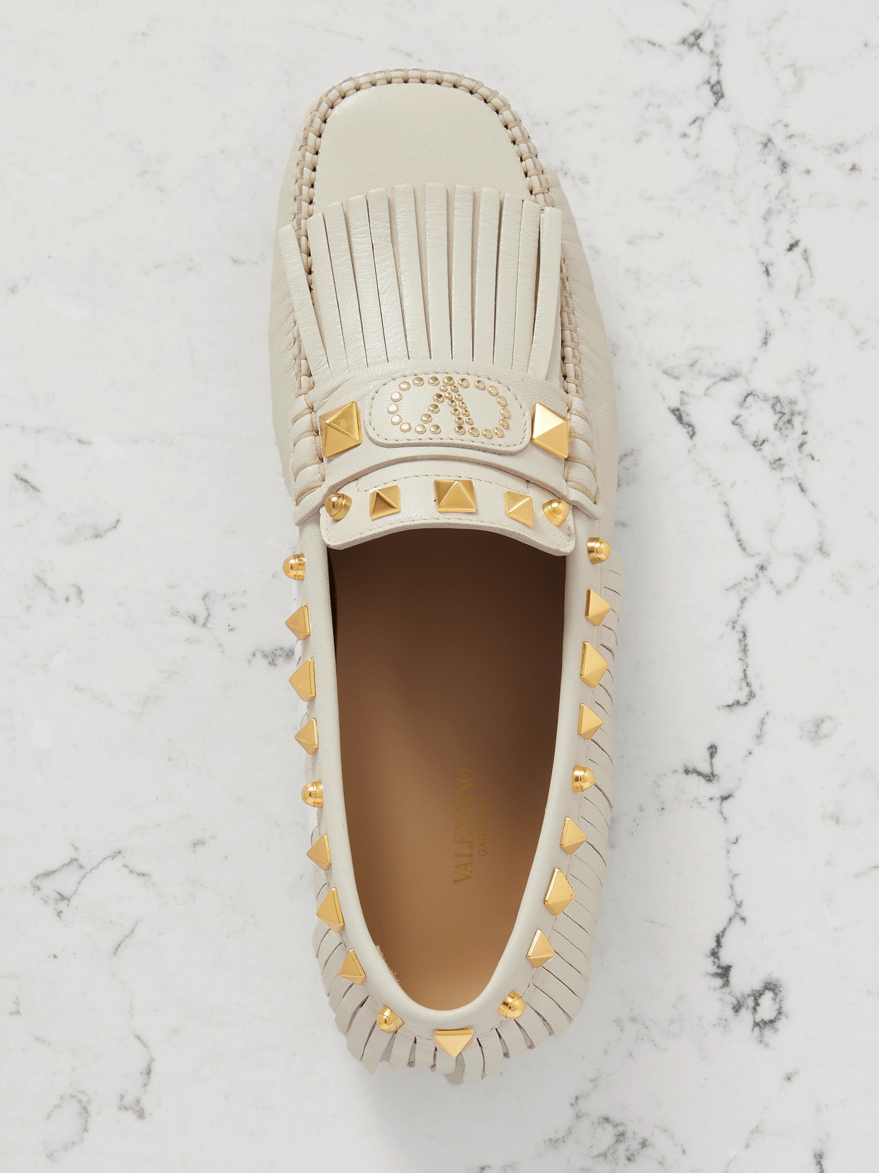 Valentino Plaster Caster Driver Loafers In Ivory