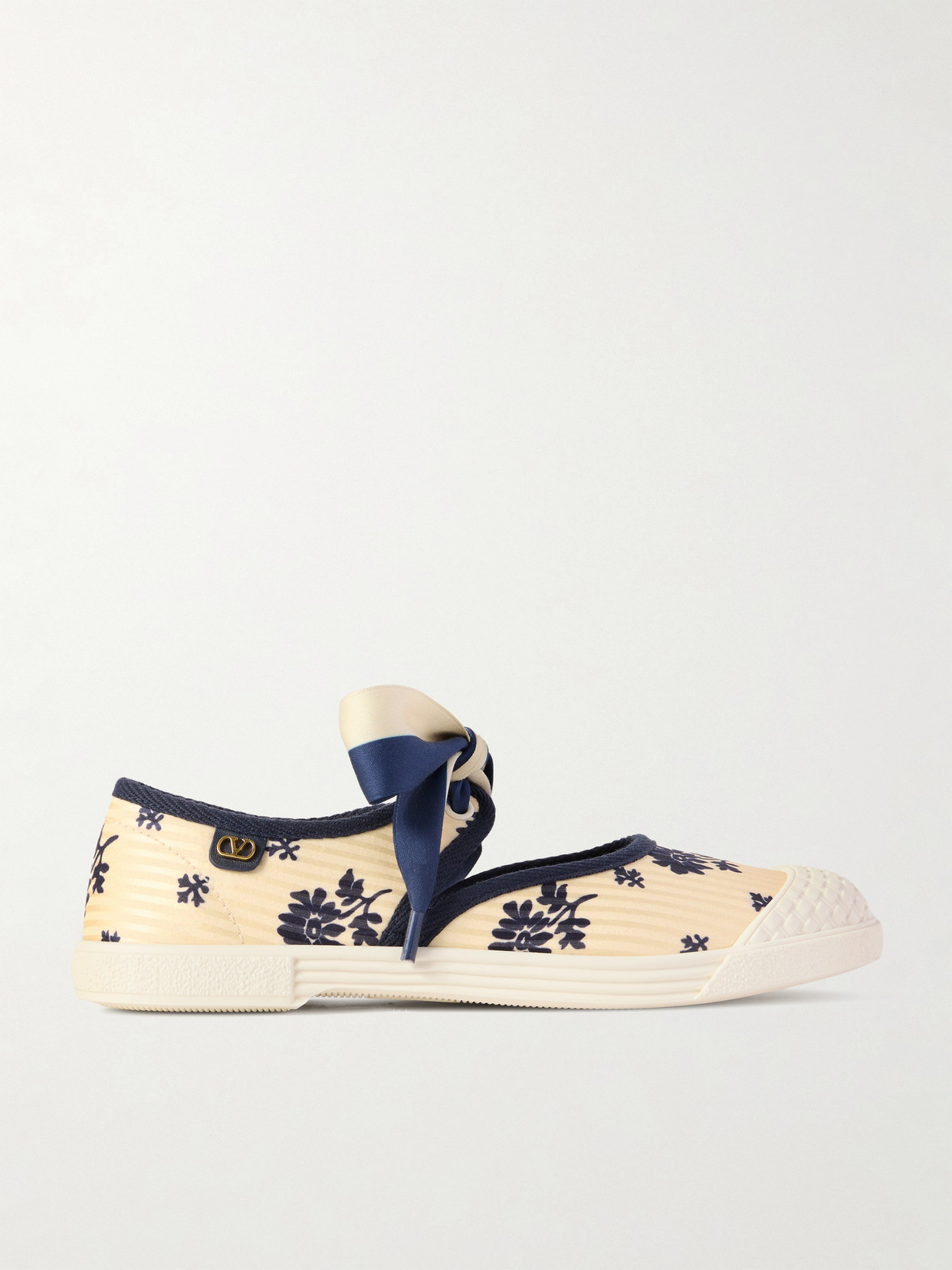 Valentino Garavani Bay By Bay Ballerina Rubber-trimmed Printed Silk-jacquard Sneakers In Multi
