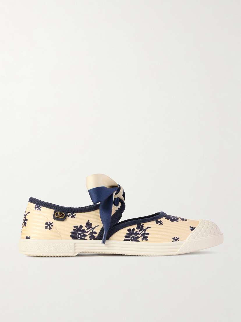 Valentino Garavani — Bay by Bay Ballerina rubber-trimmed printed silk-jacquard sneakers