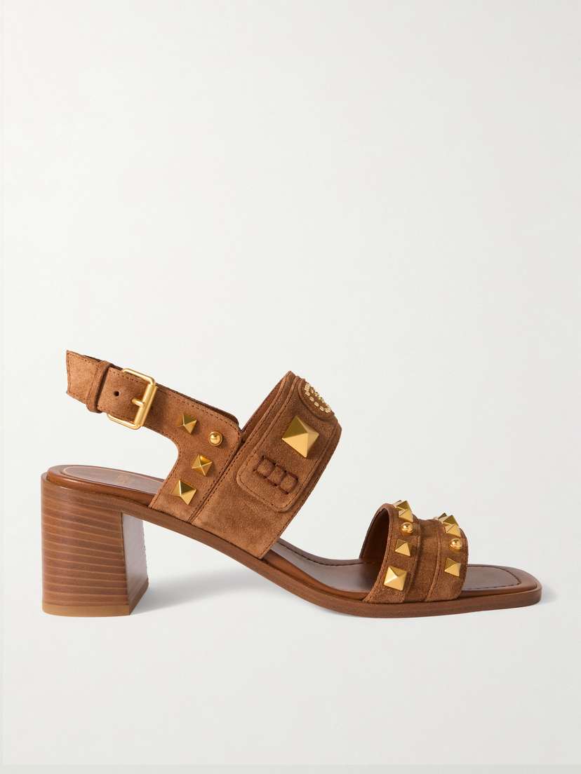 Valentino Garavani Plaster Caster 60 Studded Suede Slingback Sandals