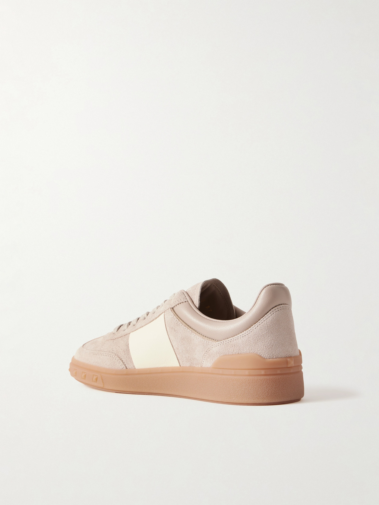 Shop Valentino Upvillage Leather-trimmed Suede Sneakers In Brown