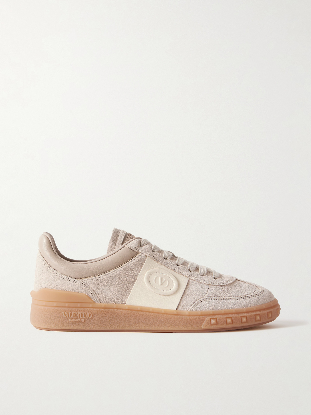 VALENTINO GARAVANI UPVILLAGE LEATHER-TRIMMED SUEDE SNEAKERS