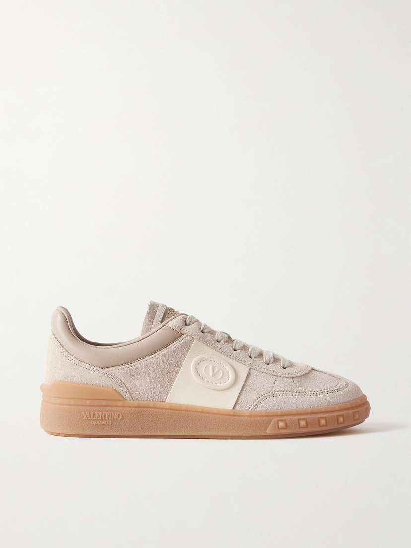 Valentino Garavani Upvillage Leather-trimmed Suede Sneakers