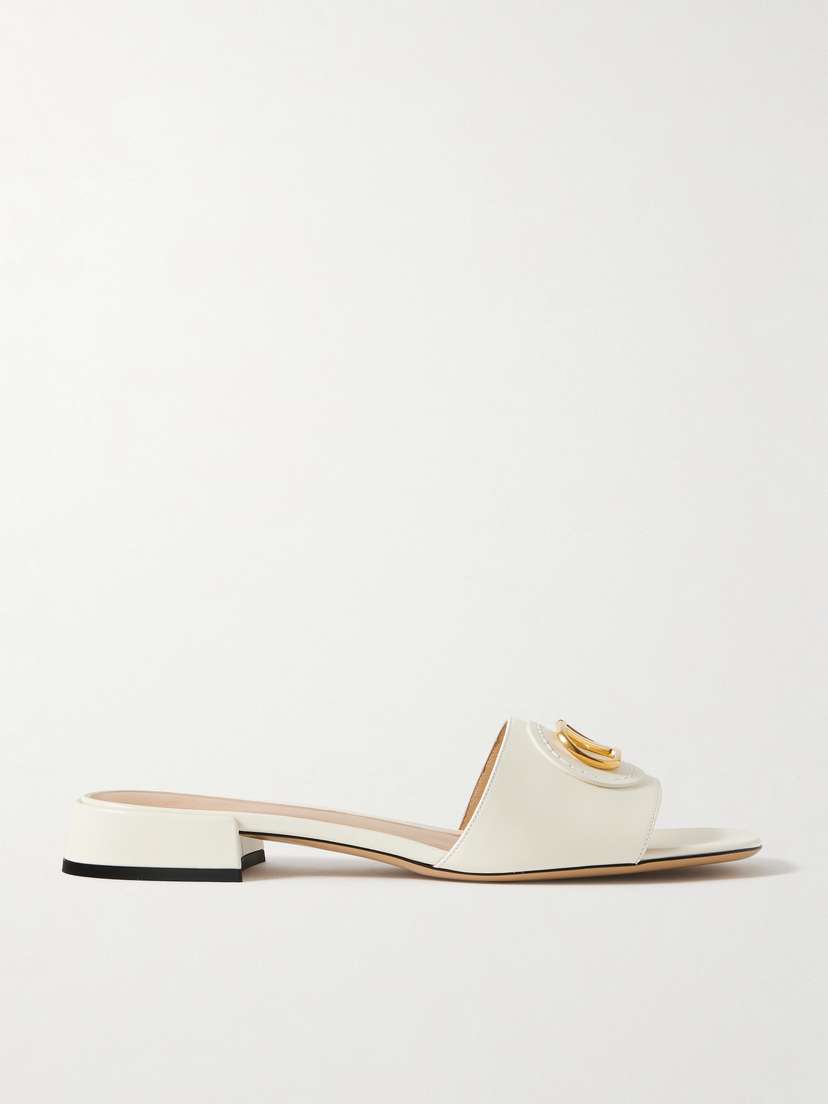 Valentino Garavani Vlogo Embellished Leather Slides