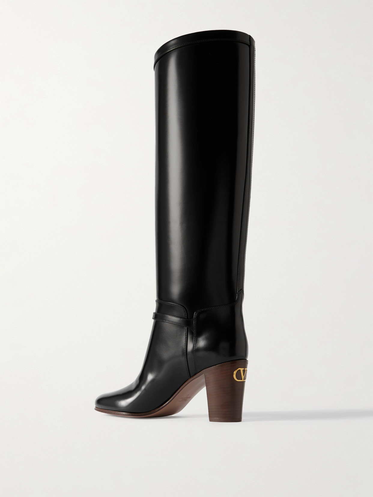 Valentino Garavani Pattie 75 Buckle-embellished Leather Boots In Black