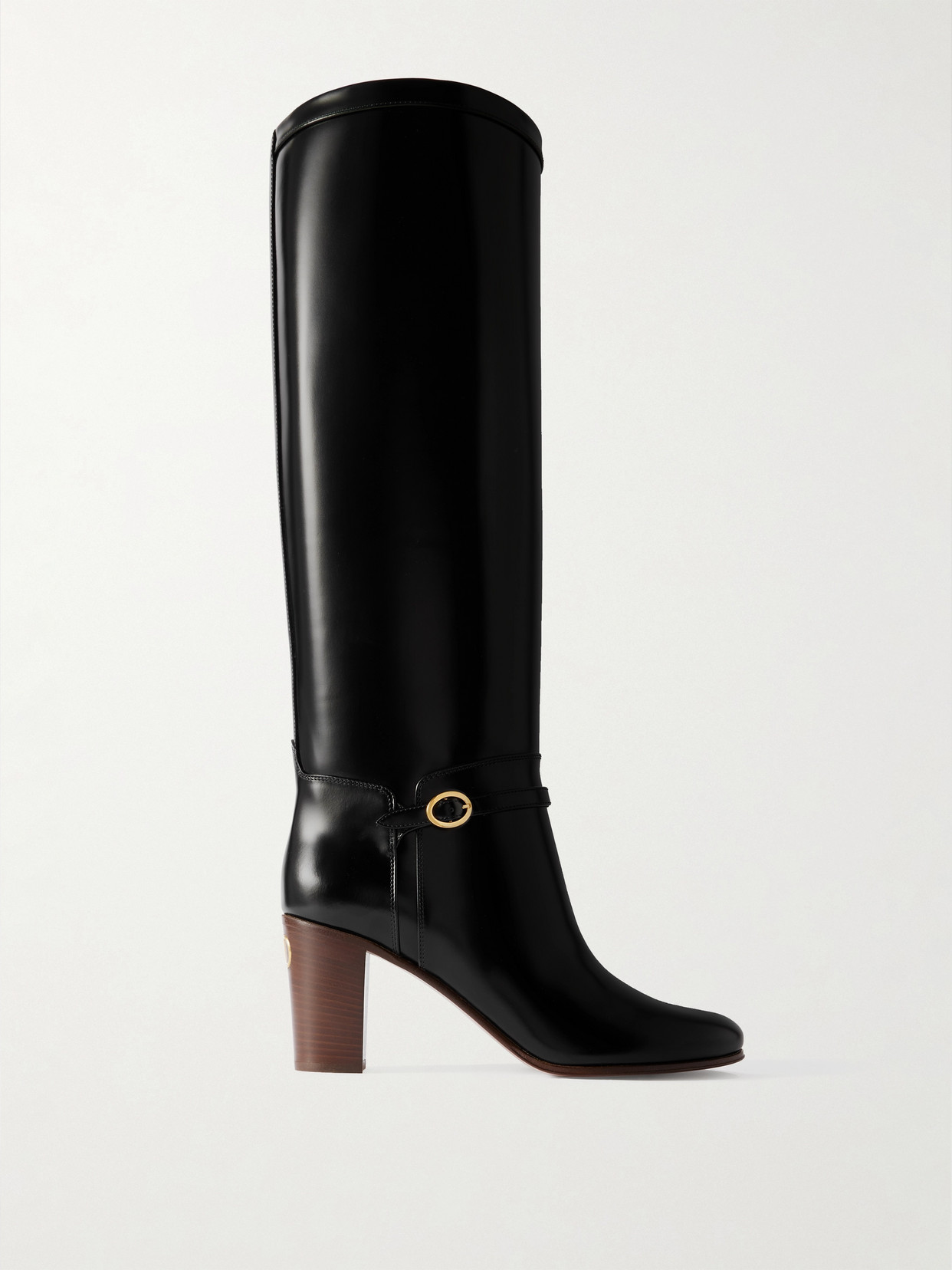 Valentino Garavani Pattie 75 Buckle-embellished Leather Boots In Black