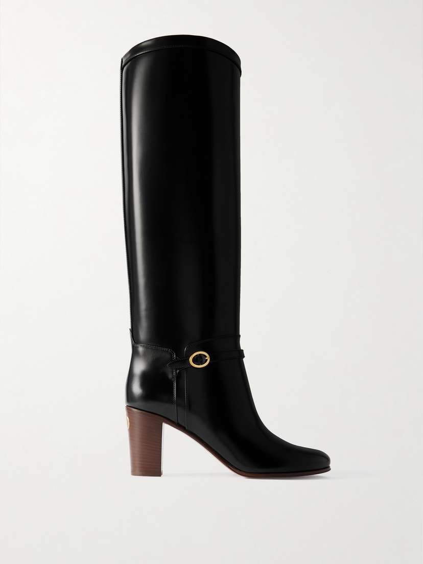 Valentino Garavani Pattie 75 Buckle-embellished Leather Boots