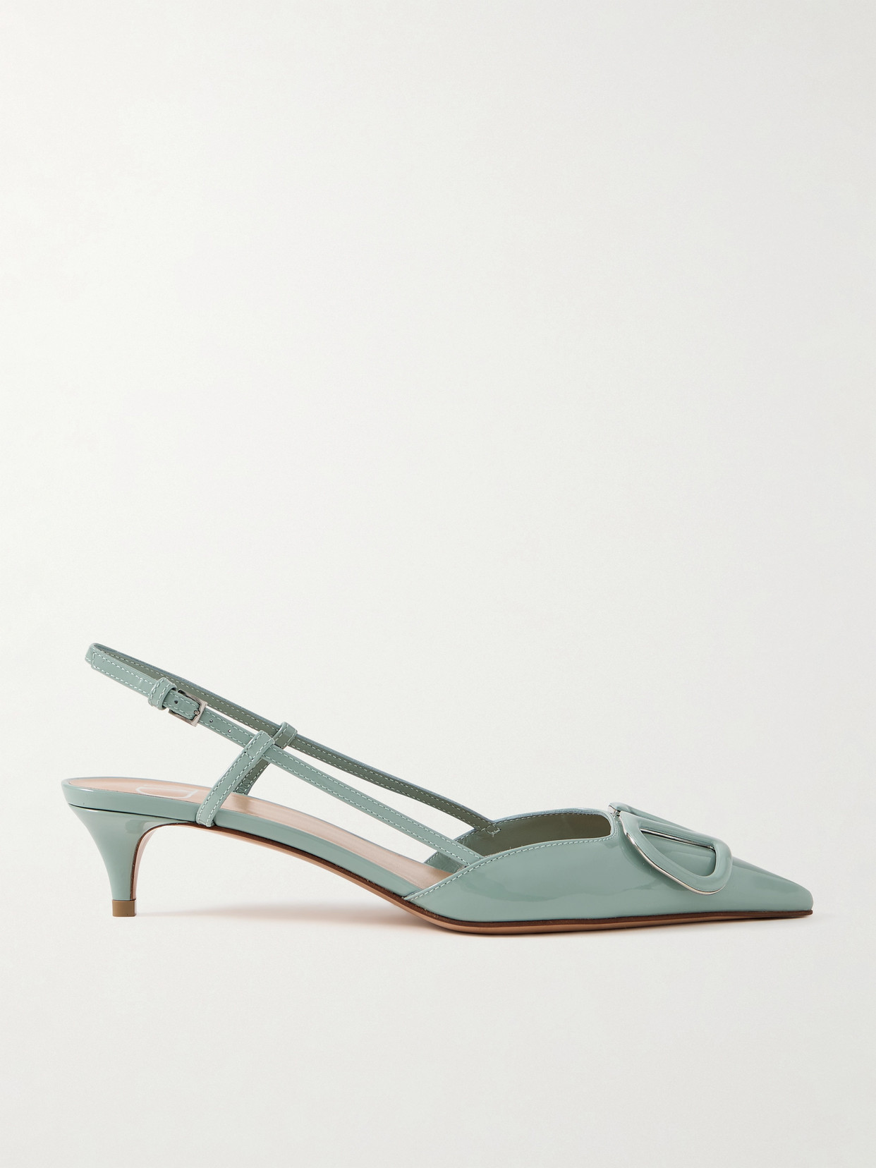 Valentino Garavani Vlogo 40 Patent-leather Slingback Pumps In Green