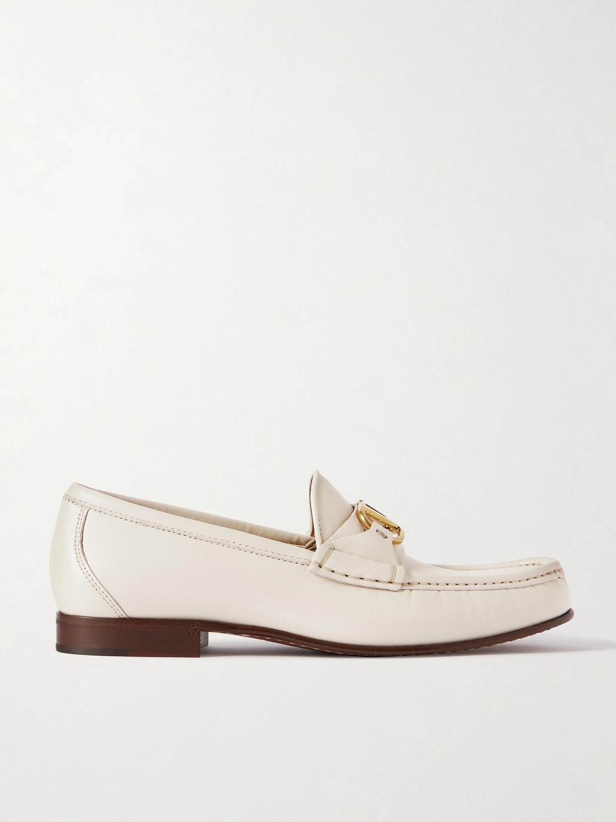Valentino Garavani Vlogo Signature Embellished Leather Loafers In Ivory