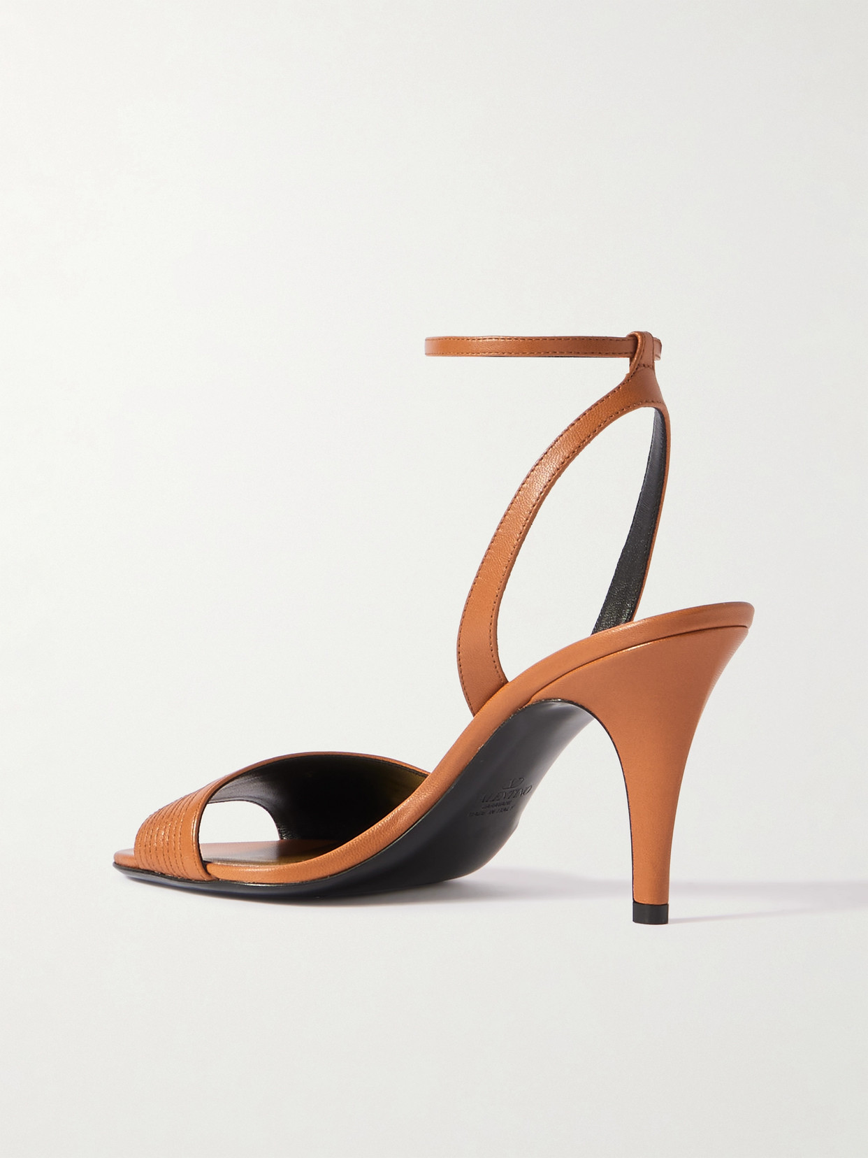 Valentino Ladycrush 86 Embellished Leather Sandals In Brown