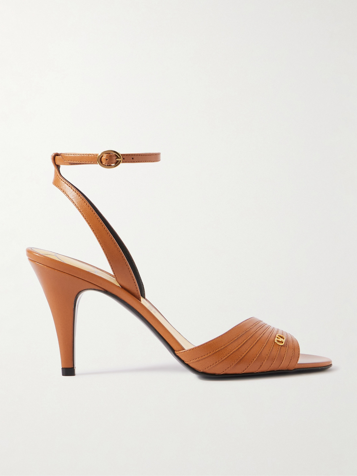 Valentino Ladycrush 86 Embellished Leather Sandals In Brown
