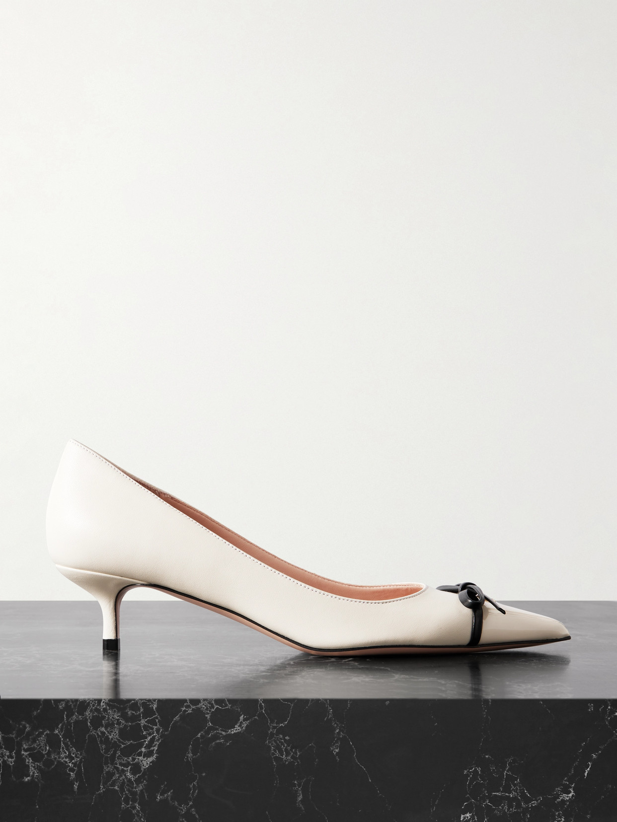 Valentino Garavani - Bepointy 45 Bow-embellished Two-tone Leather Pumps - Ivory
