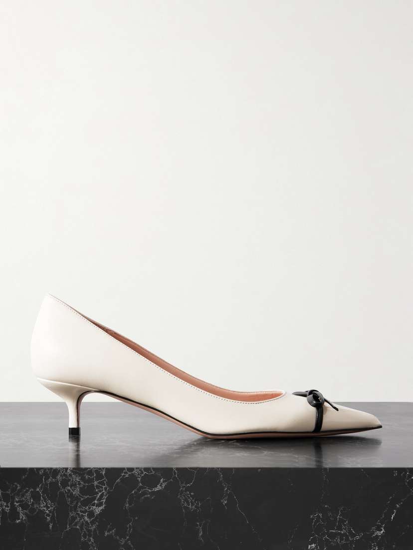 Valentino Garavani Bepointy 45 Bow-embellished Two-tone Leather Pumps