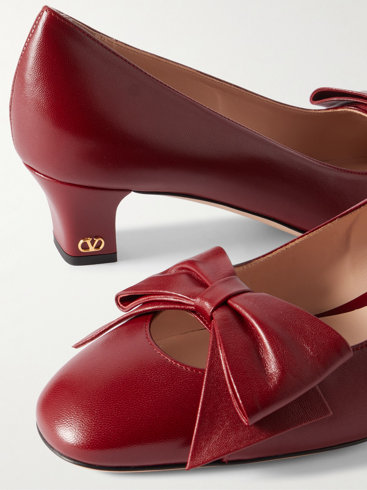 Valentino Bowow 45 Bow-embellished Leather Pumps In Red
