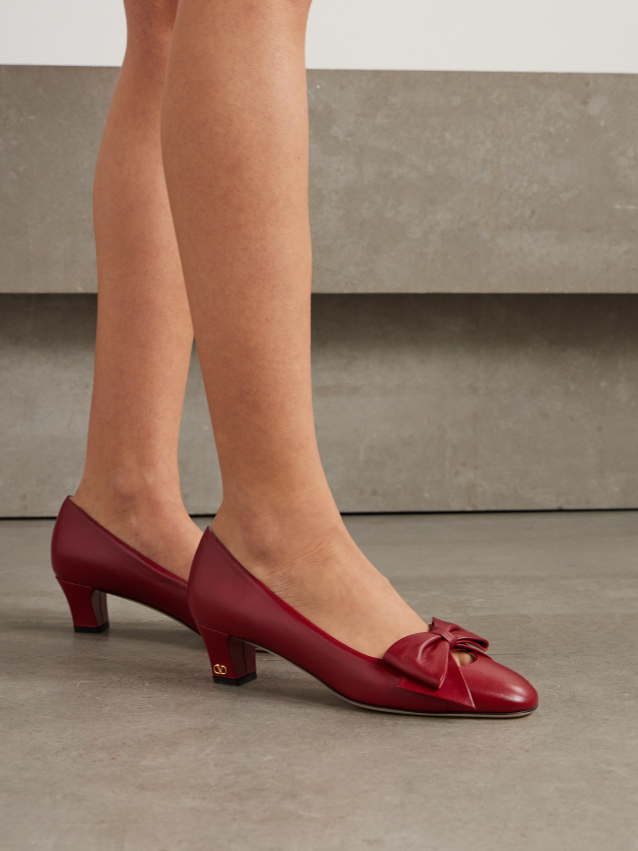 Valentino Bowow 45 Bow-embellished Leather Pumps In Red