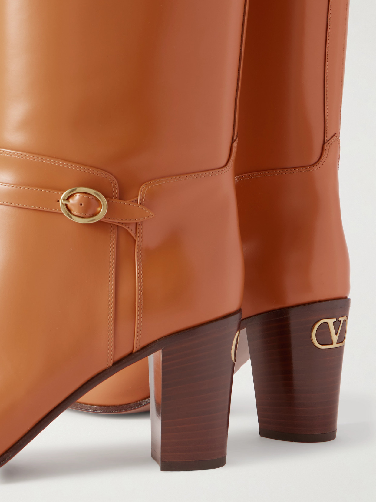 Valentino Garavani Pattie Calfskin Boot 75mm Woman Roasted Pecan 41.5 In Brown