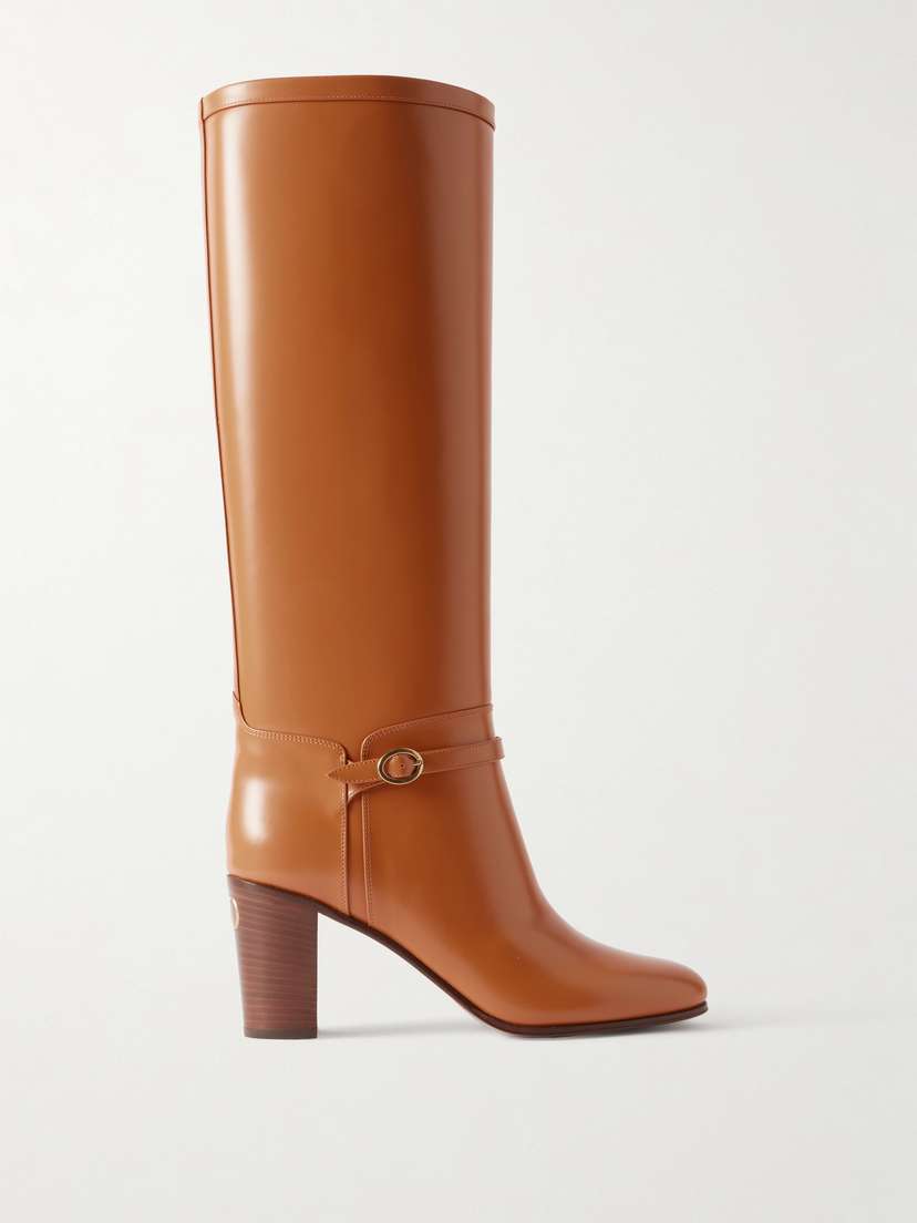 Valentino Garavani Pattie 75 Buckle-embellished Leather Boots