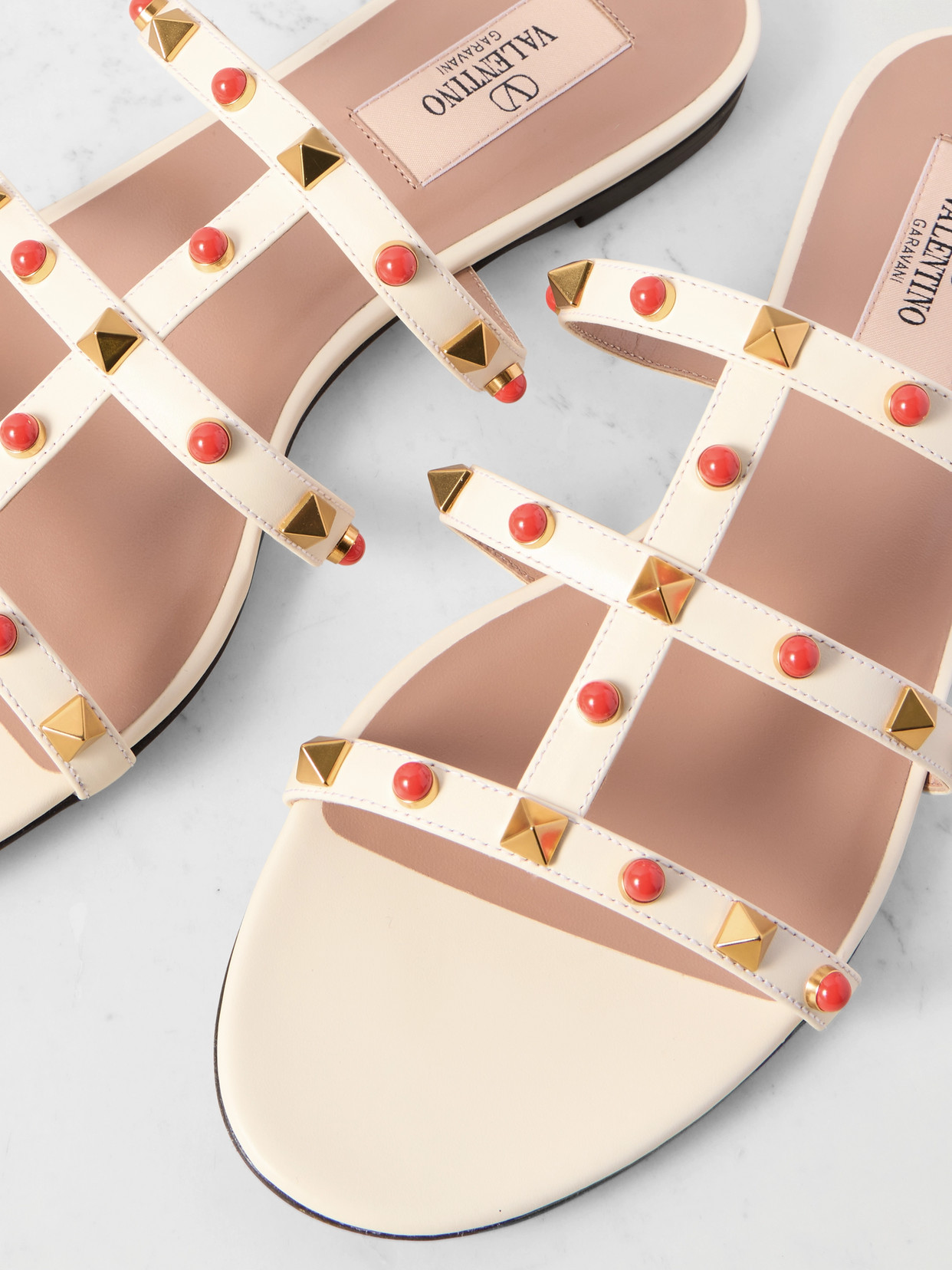 Valentino Rockstud Slide T. 05 In Ivory