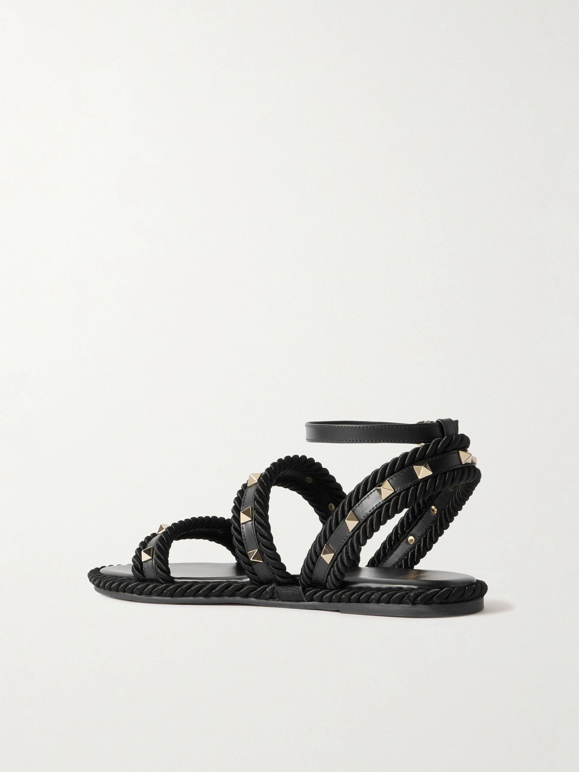Valentino Garavani Torchon rope-trimmed studded leather sandals thumbnail