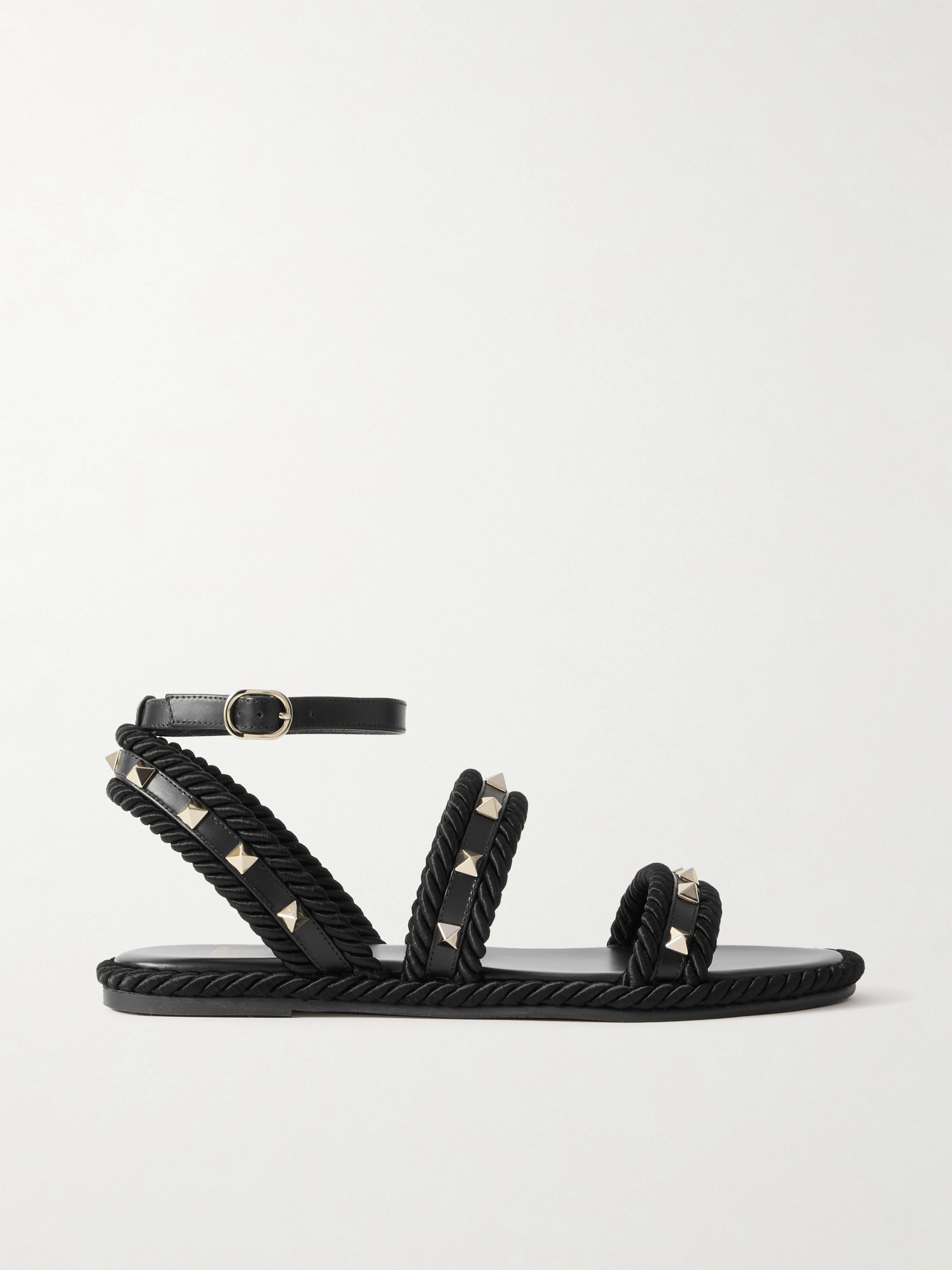 Valentino Garavani Torchon rope-trimmed studded leather sandals