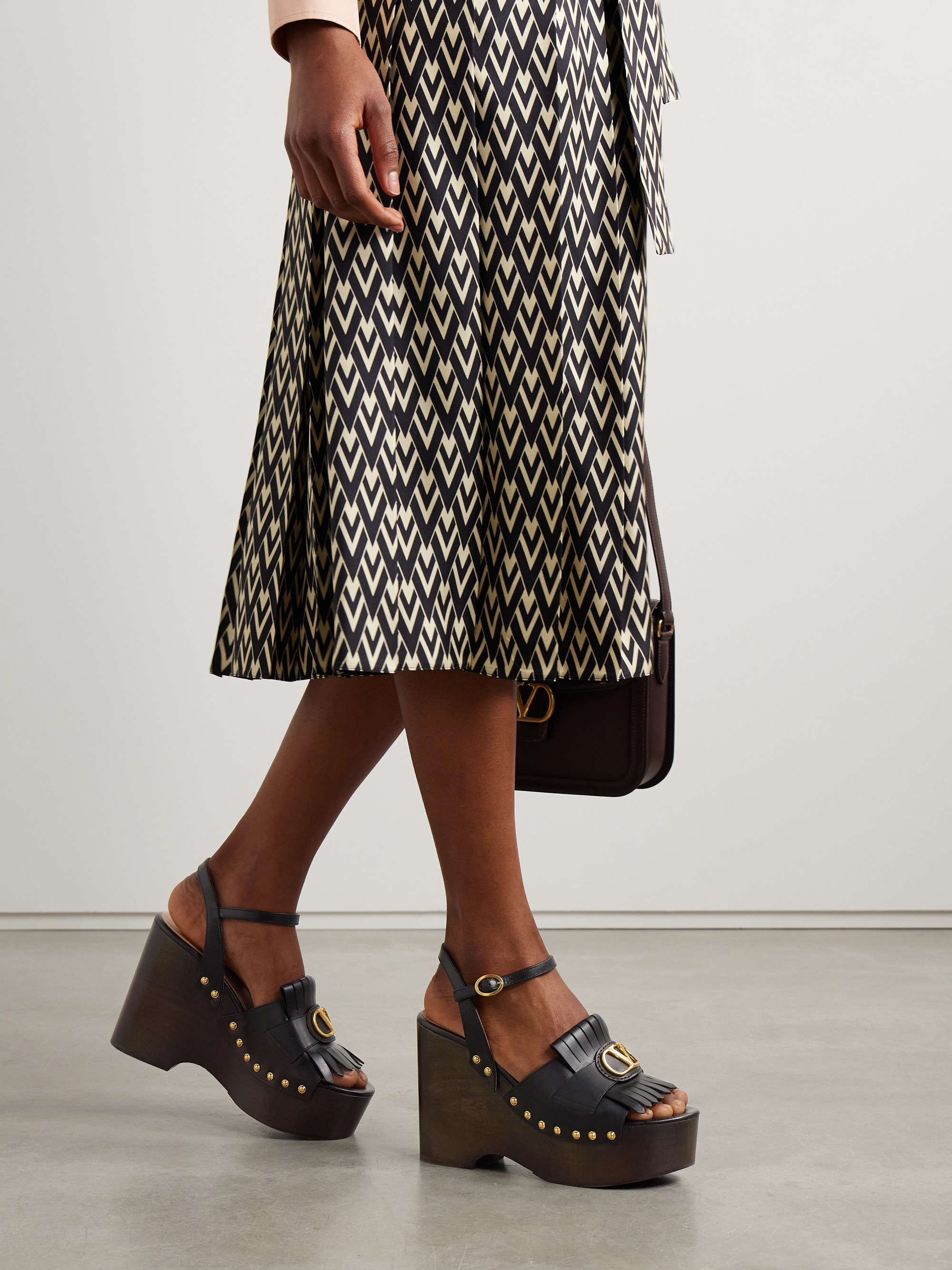 Valentino Garavani VLogo studded platform wedge sandals thumbnail